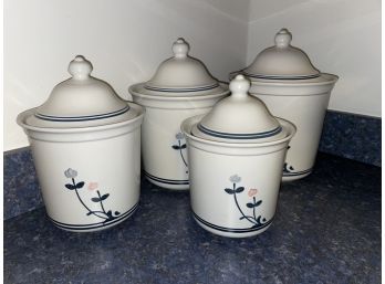 Set Of 4 Pfaltzgraff Kitchen Canisters 'Windsong' Pattern