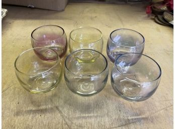 Set Of 6 Vintage Colorful Roly Poly Glasses