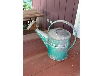 Vintage Green Paint Galvanized Watering Can