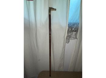 Vintage Cane With Brass Dog Head