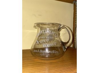 Bertram's Ram's Head Scotch Whisky Etched Glass Advertising Pitcher