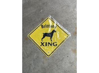 Brittany Dog Crossing Metal Sign