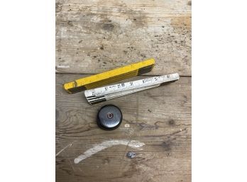 2 Vintage Folding Rulers And Tape Measure