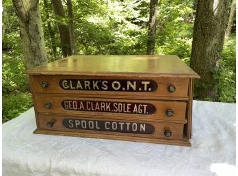 Vintage Clark's O.N.T. Thread Spool Cabinet - 3 Drawer