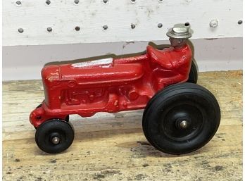 Vintage Cast Aluminum Tractor Toy With Rubber Wheels