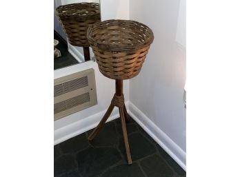 Standing Woven Basket Plant Holder