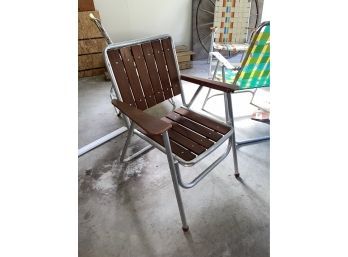 Vintage Wood Slat Aluminum Folding Chair - Redwood