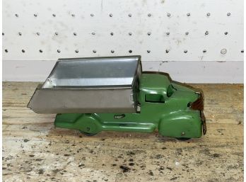 Vintage Green Pressed Steel Dump Truck - Made In USA 1930s/1940s