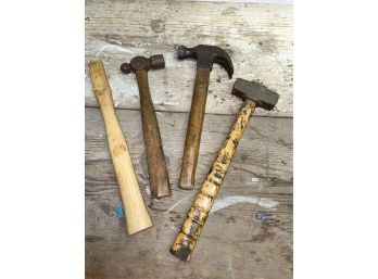 Lot Of 3 Vintage Hammers & Spare Handle