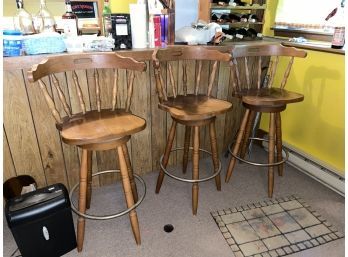 Set Of 6 Wood Bar Stools