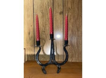 Handcrafted Wrought Iron Candle Holder #1 Horseshoes