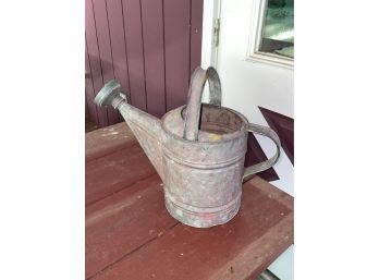 Vintage Red Paint Galvanized Watering Can