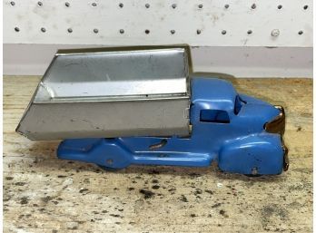 Vintage Blue Pressed Steel Dump Truck - Made In USA 1930s/1940s