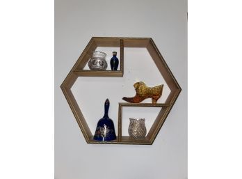 Curio Shelf With Curios - Fenton Shoe, Bell