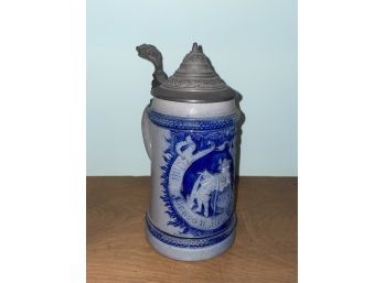 Vintage German Beer Stein With Pewter Lid