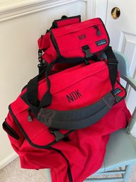 Two Piece Lot LL Bean Red Soft Luggage Pieces
