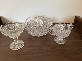 Vintage Collectible Cut Glass Three Piece Lot