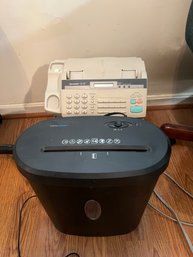 Three Office Machines Copier HP Sharp UX-117 Fax Machine & Omni Tech Paper Shredder