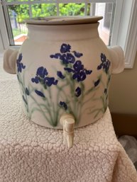 Clouds Of Folsom Pottery Water Crock Jug Iris Flowers