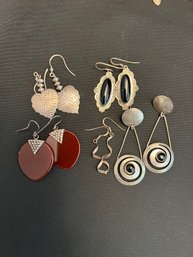 Five Pair Of Earrings 925 Sterling Jewelry