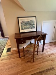 5 Drawer Mahogany Ladies Writing Desk & Smaller  Vintage Chair