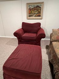 Large Chunky Red Chair And Otterman