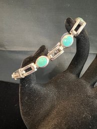 Beautiful Turquoise  & Silver 925 8 Bracelet