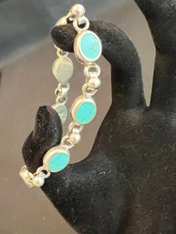 Beautiful Turquoise & 925 Silver  Mexico Bracelet 7