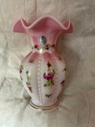 Fenton Pink Vase Scalloped Top