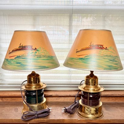 Vintage Nautical Ship Lantern Lamp With An Original Sintzenich Shades