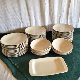 Moda Fina Off White Dishes And Bowls 49 Plates, 12 Bowls And 1 Server (Buffalo China)