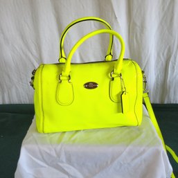 NEON!!! Neon Yellow Coach Bag *Some Sticker Residue Read Description