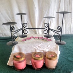 Adjustable 4 Tier Metal Candle Holder And 3 Yankee Candles