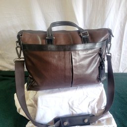 TUMI Easton Slim Leather Briefcase In Brown Tea Slight Wear In Side Corners