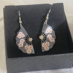 Utagawa Hiroshige Cherry Blossom Fan Earrings