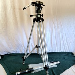 Bogen Camera Tripod Model 3040 With Bogen Attachment 3063 And Stick 3018