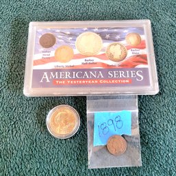 Americana Coin Series, Susan B Anthony Coin And 1898 Penny