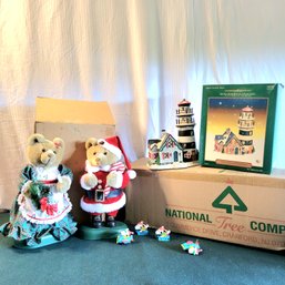 Avon Sound, Motion And Light Teddy Bears, Snoopy Pvc Ornaments And 4' Tall Tree