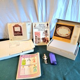 Dollhouse Doll Pattern Books, Tiny Ceramic Dress Form, 2 New Creative  Circle Needlepoint Kits