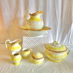 Gorgeous Set Of Vintage K.T & K. Semi Virtuous Porcelain Pieces *Large Pitcher Was Repaired