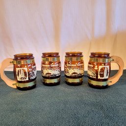 Set Of 4 Glass With Wooden Handle Carlsbad Caverns National Park Mugs