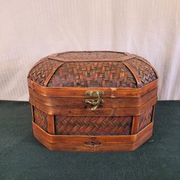 Woven Basket With Latch And Lid