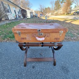 Luggage Stand And Vintage Suitcase