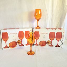 Set Of 8 Orange Wine Glasses