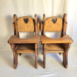 Pair Of Wooden Doll High Chairs