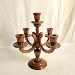 Hand Carved Wooden Candleabra