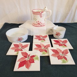 Block Spal Poinsettia Coasters, Bowl, Cup And Temptations Mug