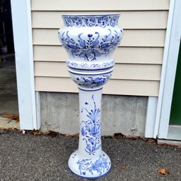 Gorgeous 2 Piece Planter On Stand Ceramic From Portugal