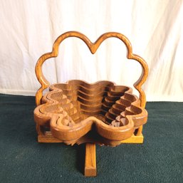 Vintage Collapsible Hand Crafted Wooden Basket/Trivet