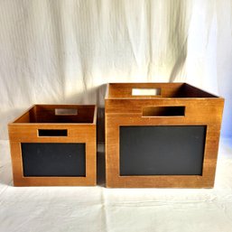 Set Of 2 Storage Boxes With Chalkboard Front